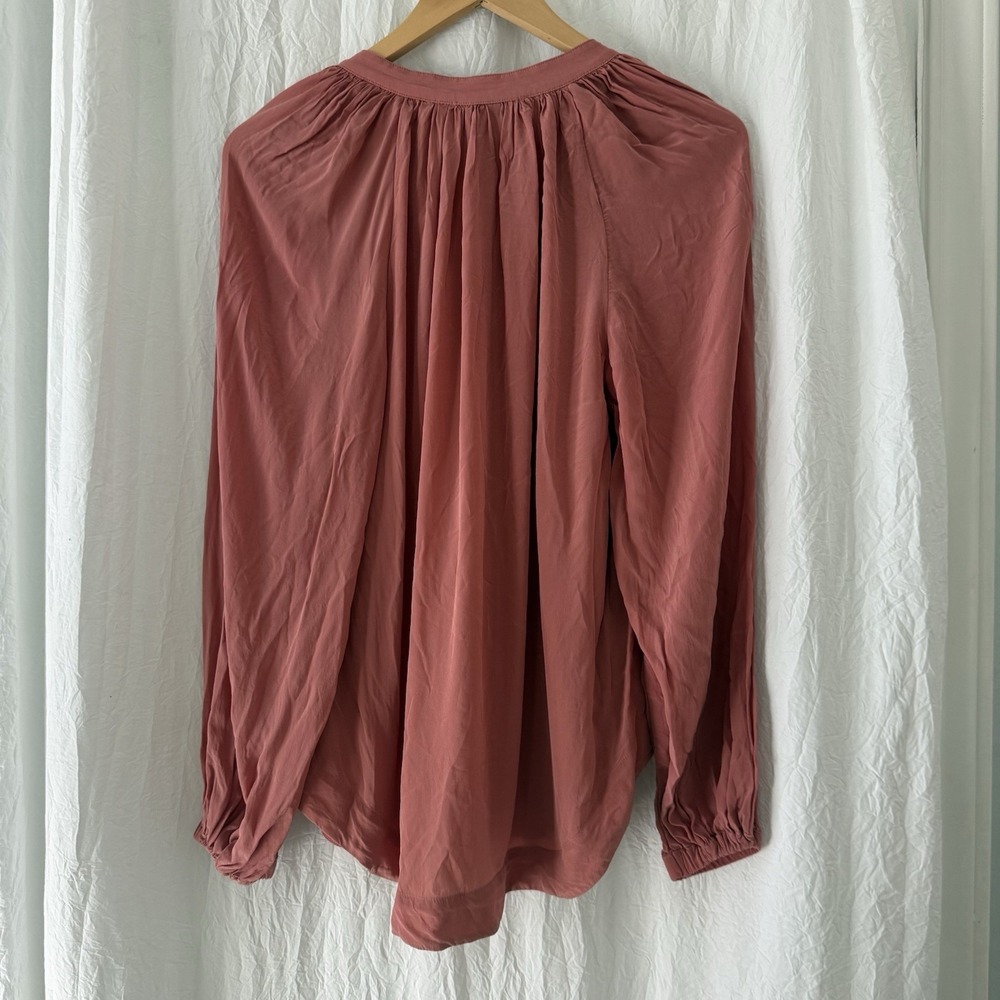 All Saints Womens Long‎ Sleeve Hezzy Blouse Top Size US 6 Coral Salmon Pink - Picture 5 of 12